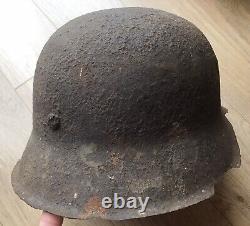 Original WW2 German M42 Helmet Relic With Liner Wehrmacht Army Field Gear WWII