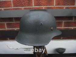 Original WW2 German M42 Helmet with Liner and Chin Strap Found Dunkirk Free Post