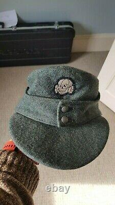 Original WW2 German M43 SS Field Cap with Deaths Head Badge
