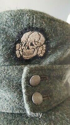 Original WW2 German M43 SS Field Cap with Deaths Head Badge