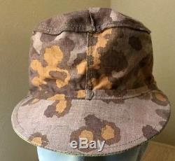 Original WW2 German Oakleaf Camo Cap Oak Leaf Camouflage Hat WSS