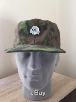 Original WW2 German Oakleaf Camo Cap With Insignia Oak Leaf Camouflage Hat WSS
