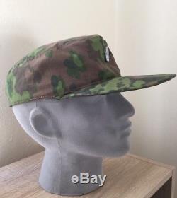 Original WW2 German Oakleaf Camo Cap With Insignia Oak Leaf Camouflage Hat WSS