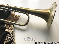 Original WW2 German Youth Trumpet with Banner from Sudetenland Region