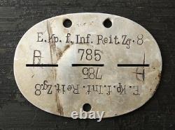 Original WW2 German army Soldiers Dog Tag- ID # E. Kp. Inf. Reit. Zg. 8 (CAVALRY)