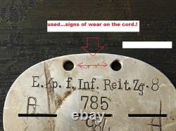 Original WW2 German army Soldiers Dog Tag- ID # E. Kp. Inf. Reit. Zg. 8 (CAVALRY)