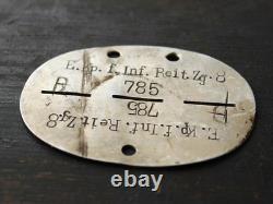 Original WW2 German army Soldiers Dog Tag- ID # E. Kp. Inf. Reit. Zg. 8 (CAVALRY)