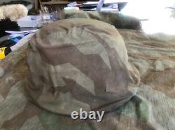 Original WW2 German splinter camo helmet cover Ardennes Battle of The Bulge