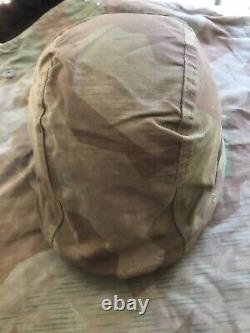 Original WW2 German splinter camo helmet cover Ardennes Battle of The Bulge