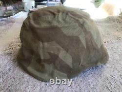 Original WW2 German splinter camo helmet cover Ardennes Battle of The Bulge