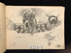 Original WW2 Hans Liska illustrated sketch book, 1943 German aiforce sketches