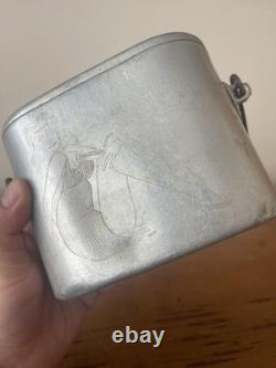 Original WW2 Italian M30 Mess Tin German Folk Art Trench Art Engraved POW DAK