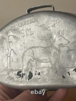 Original WW2 Italian M30 Mess Tin German Folk Art Trench Art Engraved POW DAK