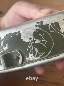 Original WW2 Italian M30 Mess Tin German Folk Art Trench Art Engraved POW DAK