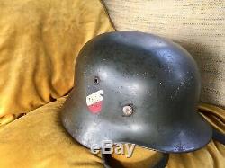 Original WW2 M35 Double Deckle German Helmet