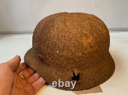 Original WW2 Normandy Relic German Army Wehrmacht Helmet Battle Damaged #2
