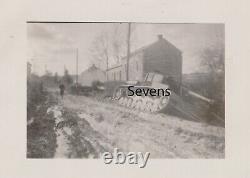 Original WW2 Photo of Destroyed German Tank in Harzy, Batte of the Bulge 1944
