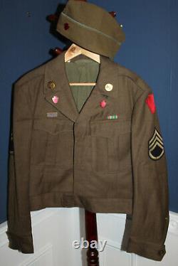 Original WW2 U. S. Army 28th I. D. Ike Jacket 1945 d. WithGerman Made DI's & Hat