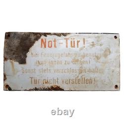 Original WW2 WWII German Enamel Sign Not-Tür Emergency Door Fire Exit Industrial