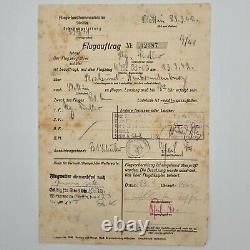 Original WW2 WWII German Luftwaffe pilot flight plan document airport aircraft