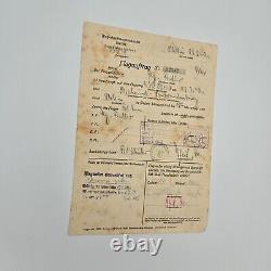 Original WW2 WWII German Luftwaffe pilot flight plan document airport aircraft