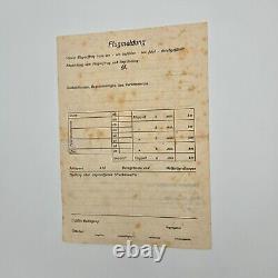 Original WW2 WWII German Luftwaffe pilot flight plan document airport aircraft