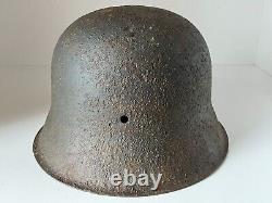 Original WW2 WWII German soldier M42 Helmet relics from Kurland battlefield #80