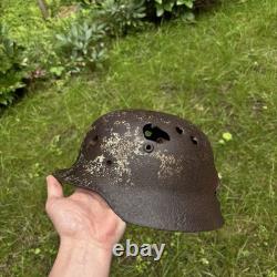 Original WWII German M40 Helmet Shell Rolled Edge Relic Wehrmacht Winter Camo