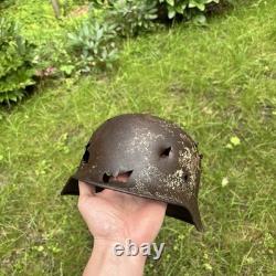 Original WWII German M40 Helmet Shell Rolled Edge Relic Wehrmacht Winter Camo