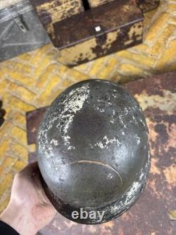 Original WWII German M40 Helmet Shell Winter Camo Right Side Decal Shield Relic