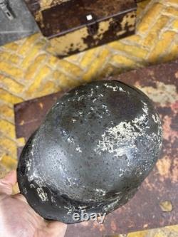 Original WWII German M40 Helmet Shell Winter Camo Right Side Decal Shield Relic