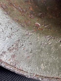 Original WWII German M40 Helmet Shell Winter Camo Right Side Decal Shield Relic