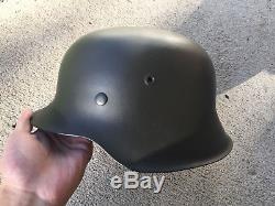 Original WWII German M42 Helmet 66 Shell withliner Restored