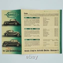 Original WWII WW2 German Hansa Car Motor Dealer Brochure manufacturer Munich old