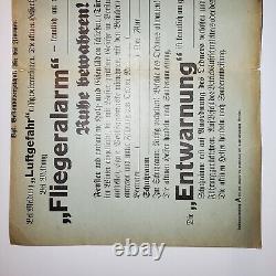 Original WWII WW2 German document air raid instructions bombing poster Breslau