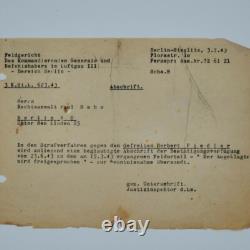 Original WWII WW2 German pilot Luftwaffe document Berlin 1943 acquittal court