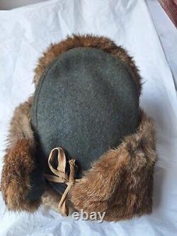 Original Ww2 1944 German Police Polizei Winter Fur Hat