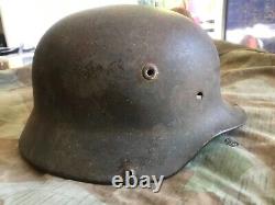Original Ww2 German Army M40 Steel Helmet Stamped. Ardennes Find