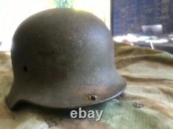 Original Ww2 German Army M40 Steel Helmet Stamped. Ardennes Find