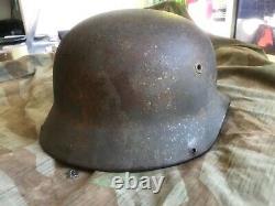 Original Ww2 German Army M40 Steel Helmet Stamped. Ardennes Find