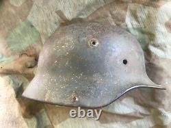 Original Ww2 German Army M40 Steel Helmet Stamped. Ardennes Find