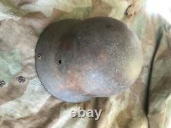 Original Ww2 German Army M40 Steel Helmet Stamped. Ardennes Find