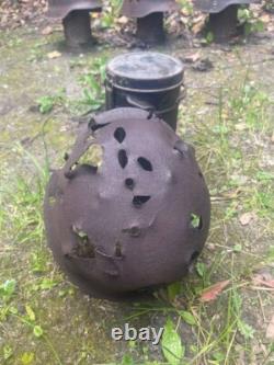 Original Ww2 German Bad Day M42 Helmet + Helmet Holder (gasmask Canister)