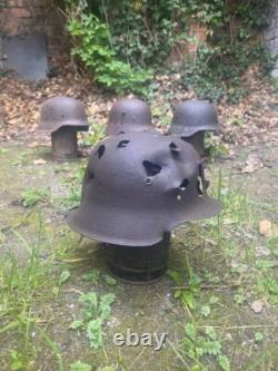 Original Ww2 German Bad Day M42 Helmet + Helmet Holder (gasmask Canister)
