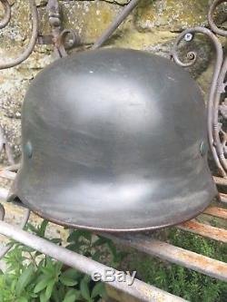 Original Ww2 German Helmet M35 / M40 Complete With Chin Strap Good Condition