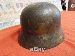 Original Ww2 German Normandy Camo M-35 Steel Helmet