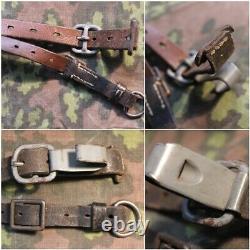 Original Ww2 German Y Straps Leather Belt With Rbnr Waffen Ss Wh Late War 1944