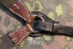 Original Ww2 German Y Straps Leather Belt With Rbnr Waffen Ss Wh Late War 1944