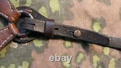 Original Ww2 German Y Straps Leather Belt With Rbnr Waffen Ss Wh Late War 1944