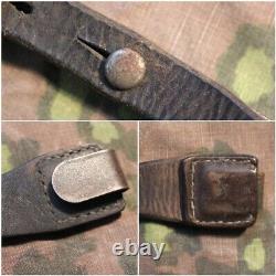 Original Ww2 German Y Straps Leather Belt With Rbnr Waffen Ss Wh Late War 1944